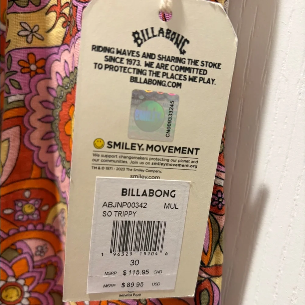 Billabong Smiley Floral Pants - Pink, Orange, Yellow - Picture 3 of 4